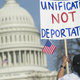 An immigration-reform supporter marches in the Rally for Citizenship on the West Lawn of the U.S. Capitol in Washington, D.C., on April 10, 2013.
SAUL LOEB/AFP/Getty Images